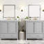 Meuble-lavabo gris 60 po, double vasque, espace de rangement et charnières silencieuses - Tablette et tiroirs de style fonctionnel-153976130-153976141