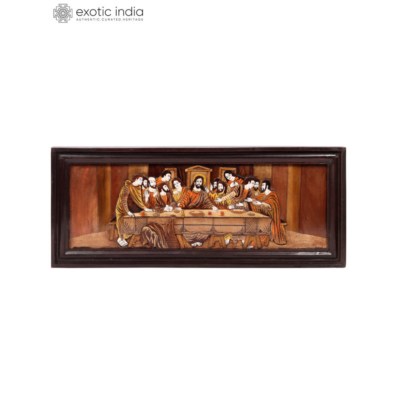 Art mural en bois incrusté à la main «Last Supper» 3D | Panneau de décoration chrétienne 30 pouces