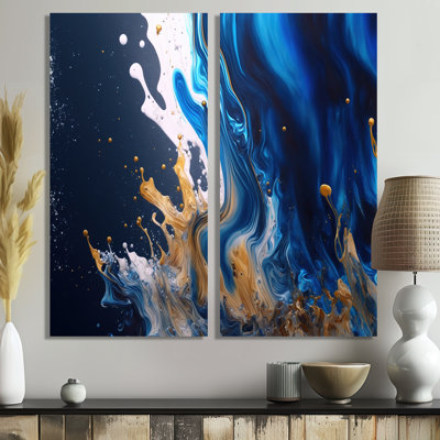 Ice Paint Splash I - Abstract Spirals Large Canvas Prints 2 Pieces