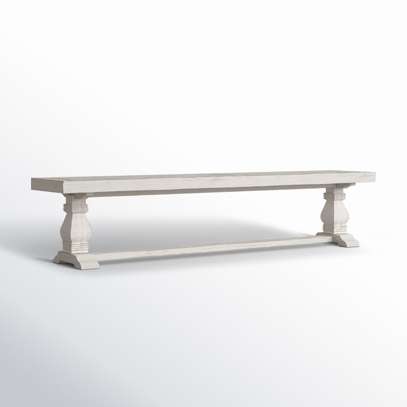 Kinston Solid Wood Bench,  Distressed Ivory, 18" H x 66" W x 16"D