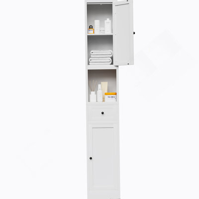 71-Inch Tall Narrow Metal Storage Cabinet With Adjustable Shelves And Dual Doors For Space-Saving Organization.