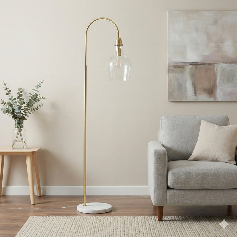 Arched Floor Lamp With Marble Base
