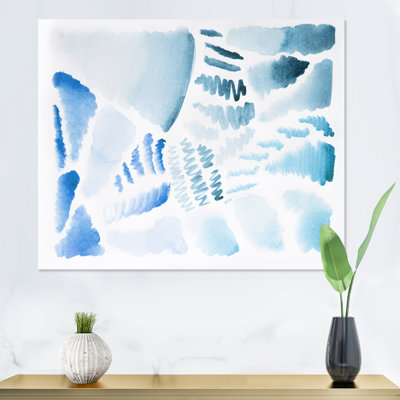 Éléments graphiques rétro en bleu et vert II - peinture sur toile