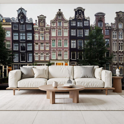 Papier peint adhésif autocollant maisons de Amsterdam H 69 po x l 96 po amovible, papier peint en PVC, peintures murales auto-adhésives, décoration pour enfants, chambre à coucher, salon, chambre de bébé, bureau