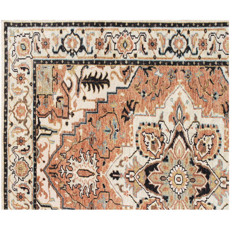 Tapis oriental ivoire en laine noué à la main de la collection Bristol - 9 pi x 12 pi