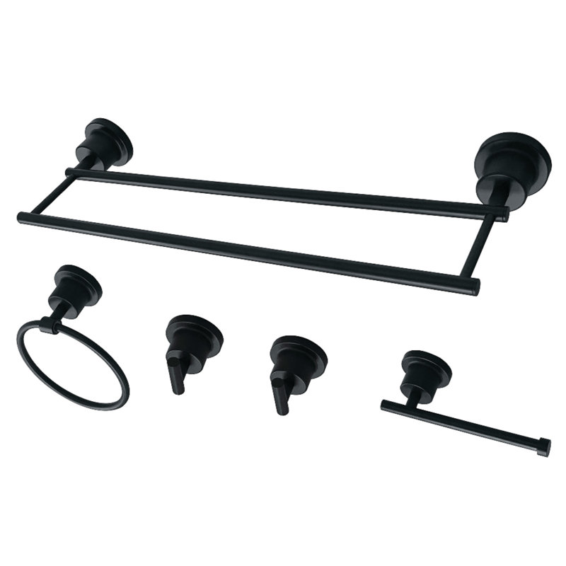 Kingston Brass Concord 5-Piece Bathroom Hardware Set, Matte Black