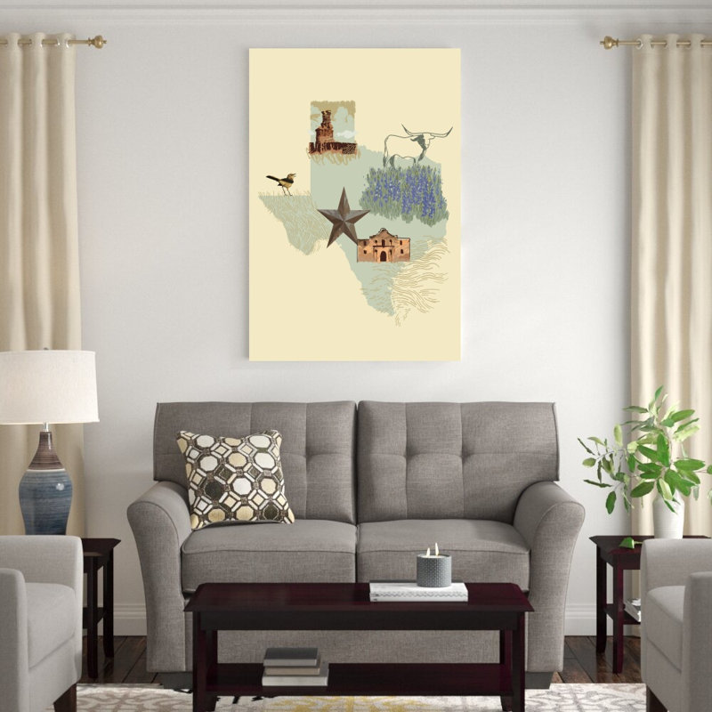 «Illustrated State-Texas» par Jacob Green - reproduction d'art sur toile tendue, H 48 po x l 32 po