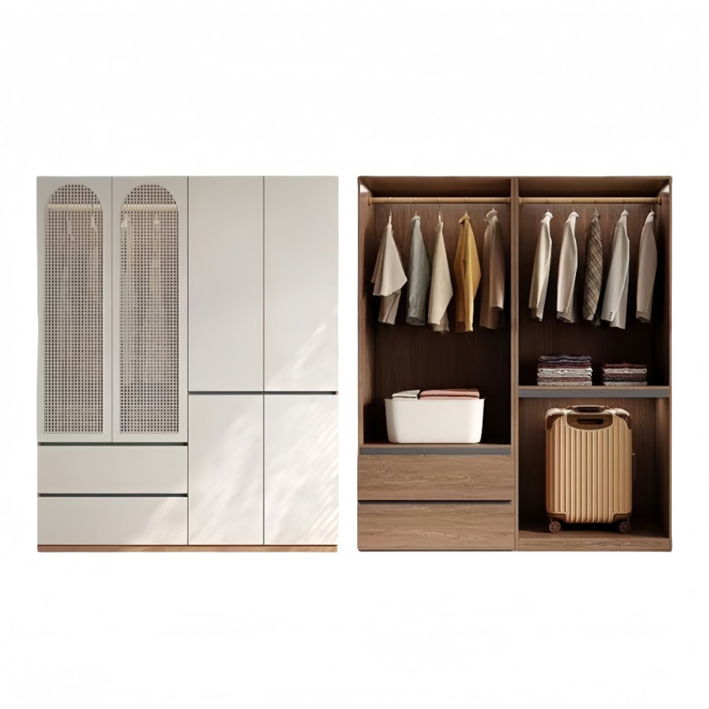 Garde-robe rétro simple en rotin moderne, H 78,74 po x l 55,12 po x P 23,62 po
