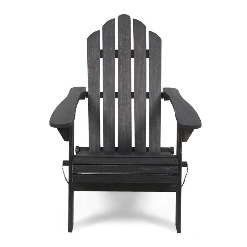 Lilwenn Foldable Outdoor Adirondack Chair, Dark Gray