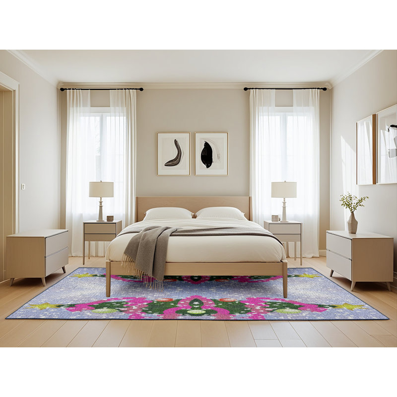 Rose/vert Tapis décoratif pheeney, Rectangle 5 pi x 8 pi