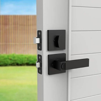 Mega Handles ROBELL Reversible Entry Door Lever and Single Cylinder Deadbolt Lock Combo Pack | Modern Door Handle | Keyed Alike Pack of 3