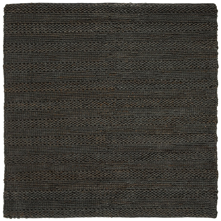 Paucar Natural Fiber Hand Woven Jute/Cotton Solid Color Rug in Charcoal Gray