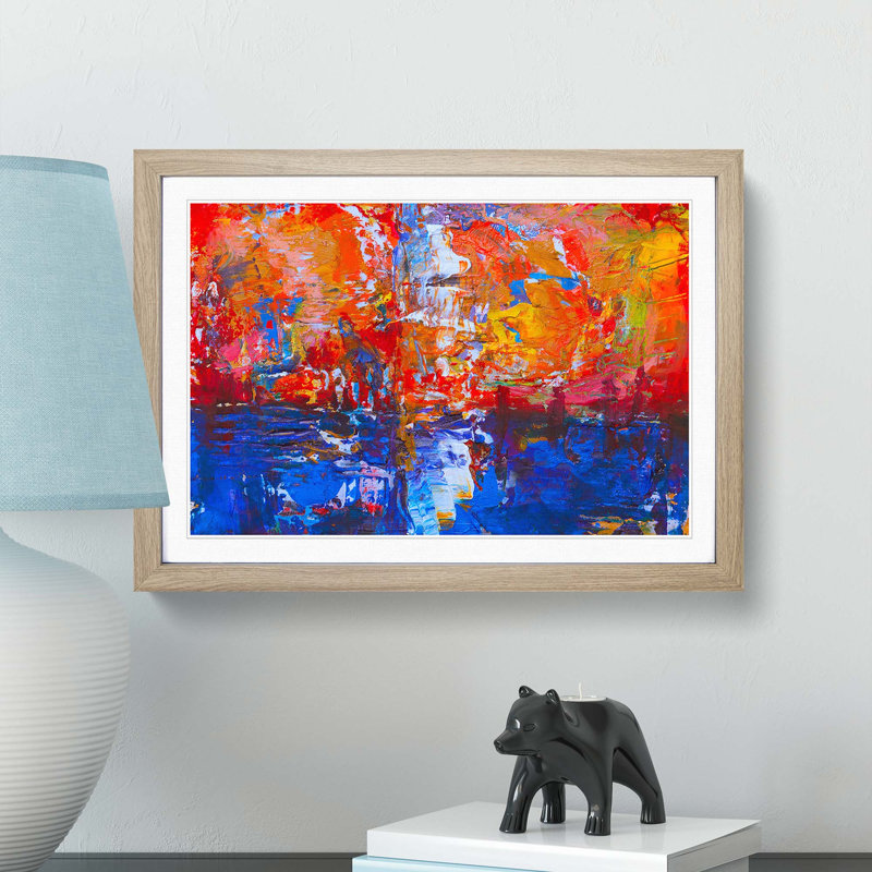 Abstract Vol.386 by S.Johnson - Picture Frame Painting Print, 62cm H x 87cm W x 2cm D, Oak Framed