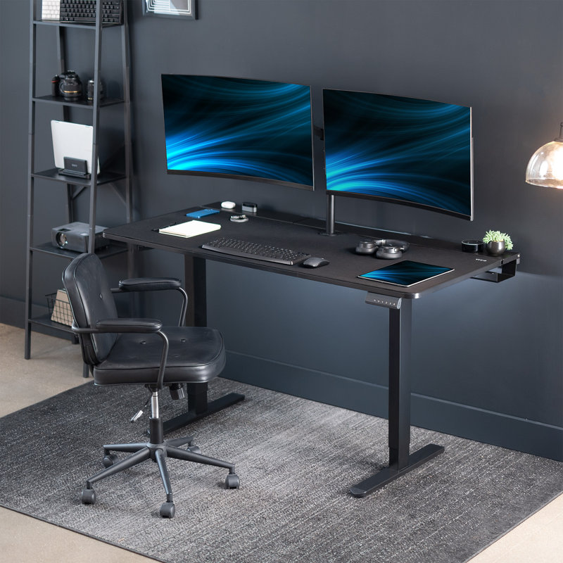 Vivo Electric 60" X 30" Desk, Black/Black