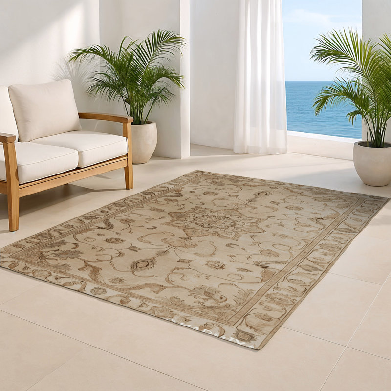 Tabriz Gray Indoor and Outdoor Area Rug, Rectangle 2' x 3'