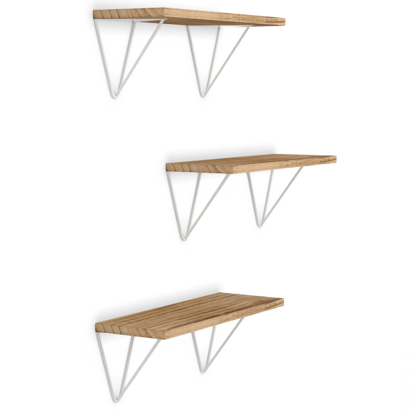 Tablette 3 pièces Chere, H 6,3 po x l 17 po x P 6 po, Naturel bruni / blanc