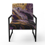 Undefined Continuation Liquid Retro Waves - Upholstered purple gold Accent Arm Chair
