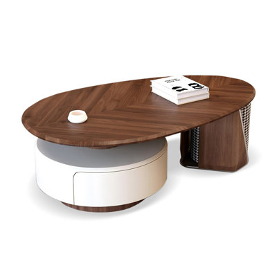 47.24" Nut-brown+Crystal-cream Manufactured Wood Free form Coffee Table