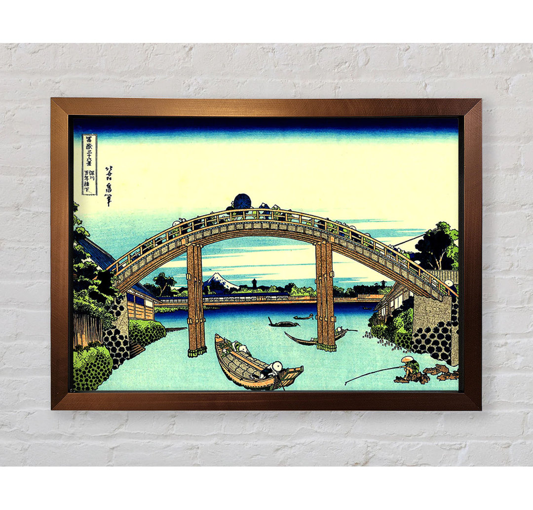 Fuji Seen Through The Mannen Bridge von Katsushika Hokusai - Einzelne Bilderrahmen Kunstdrucke