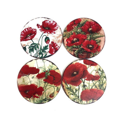 Ceramic Round 4 Piece Coaster Set