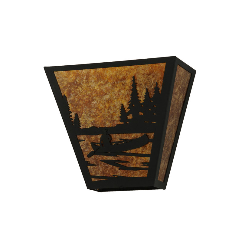 Rustic Lodge Flush Mounted Sconce, Black, 11.5" H x 13" W x 6.5" D