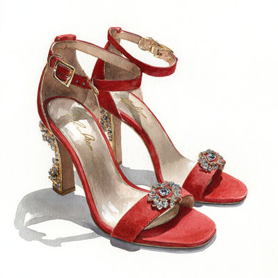 Scarlet Jewel Walk Wrapped Canvas Wall Art