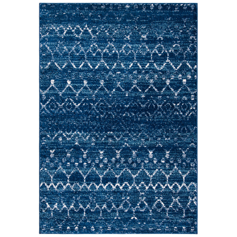 Tapis bleu / ivoire Peabody Southwestern, Rectangle 4 pi x 6 pi
