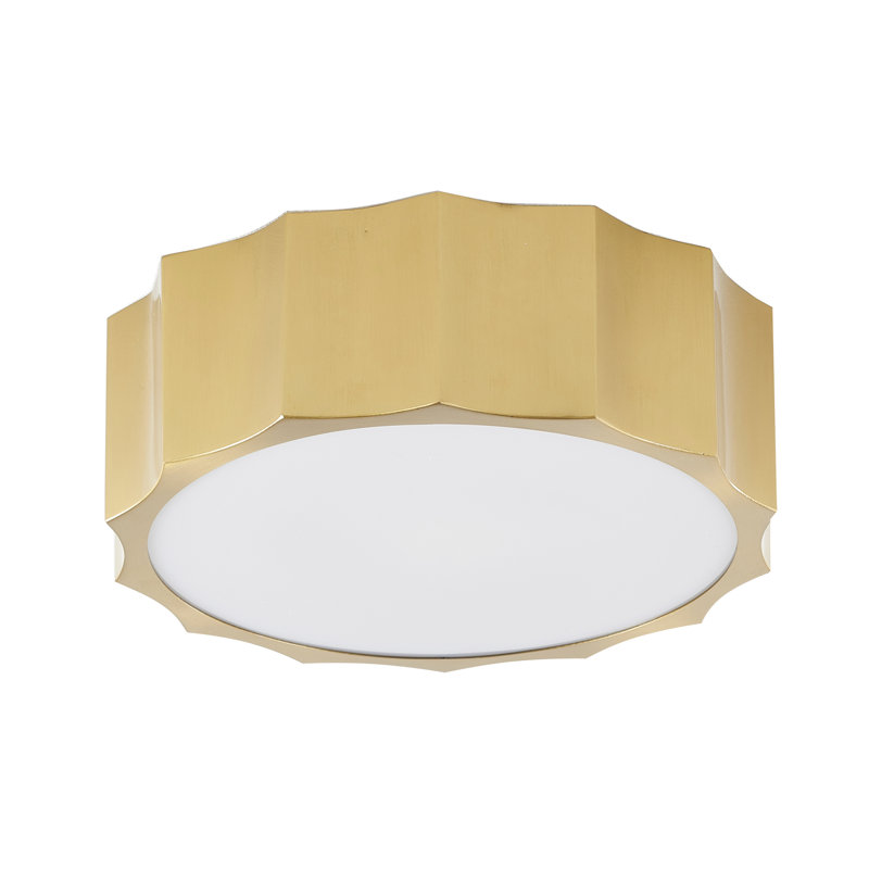 Fabiano Transitional 3 Light Round Brass Flush Mount, Brass