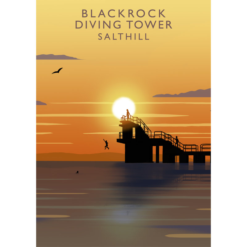 Black Rock Diving Tower Sunset 1 Piece Wall Art, 40 cm H x 30 cm W x 1 cm D, No Frame