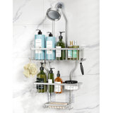 Shower Caddy Hanging - Never Rust Shower Organizer - Aluminum Over The Shower Head Caddy with 10 Hooks for Razor/Sponge