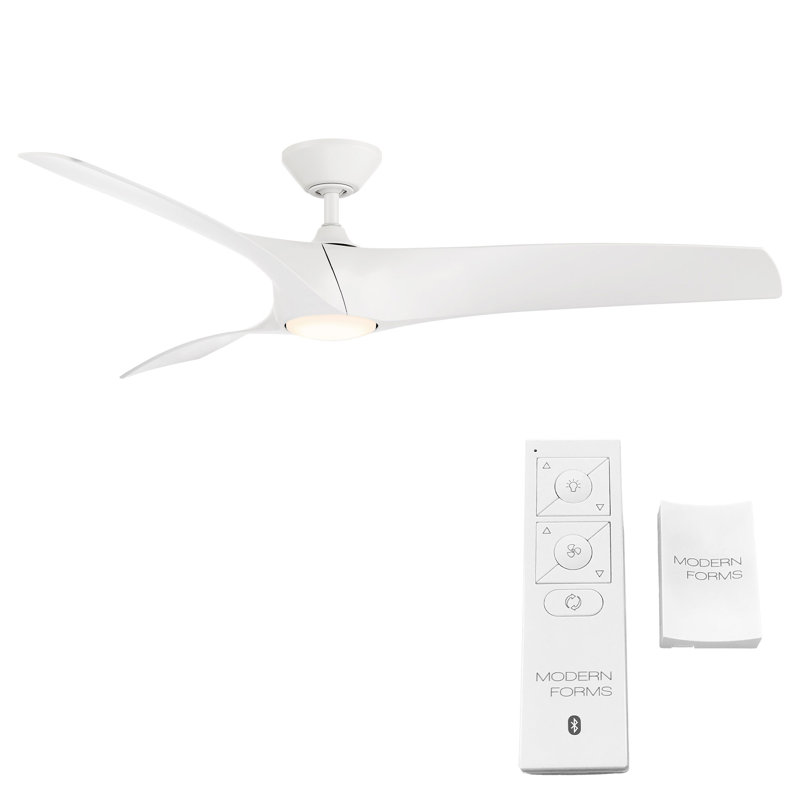 Zephyr 3 - Blade Outdoor/Indoor Smart Ceiling Fan with Light Kit And Remote Control Included, Matte White, 52"