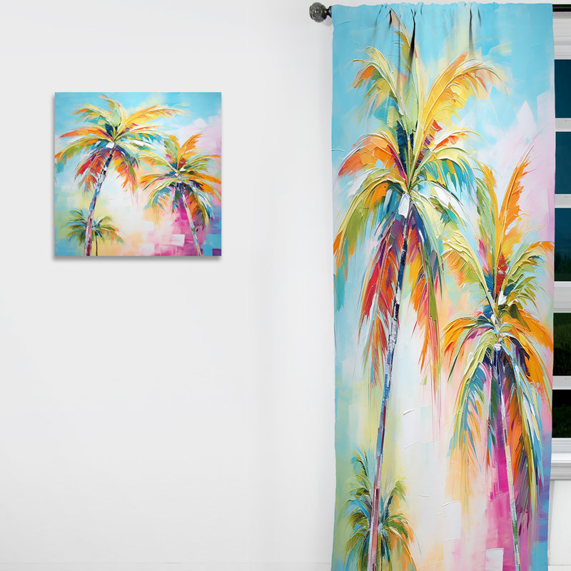 Popart Palm Trees III - Rideau obscurcissant floral palmiers et palmiers - 1 panneau, L 52 po x L 108 po