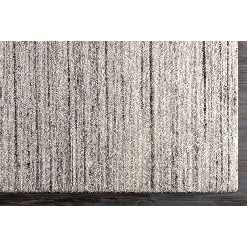 Tapis rayé brun / crème fait à la main Chizarm, Rectangle 2 pi x 3 pi