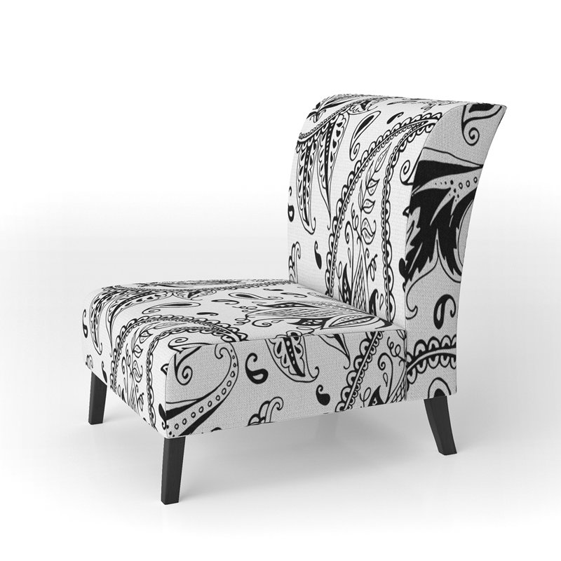 Fauteuil de chambre rembourré à motif floral blanc à motif cachemire blanc