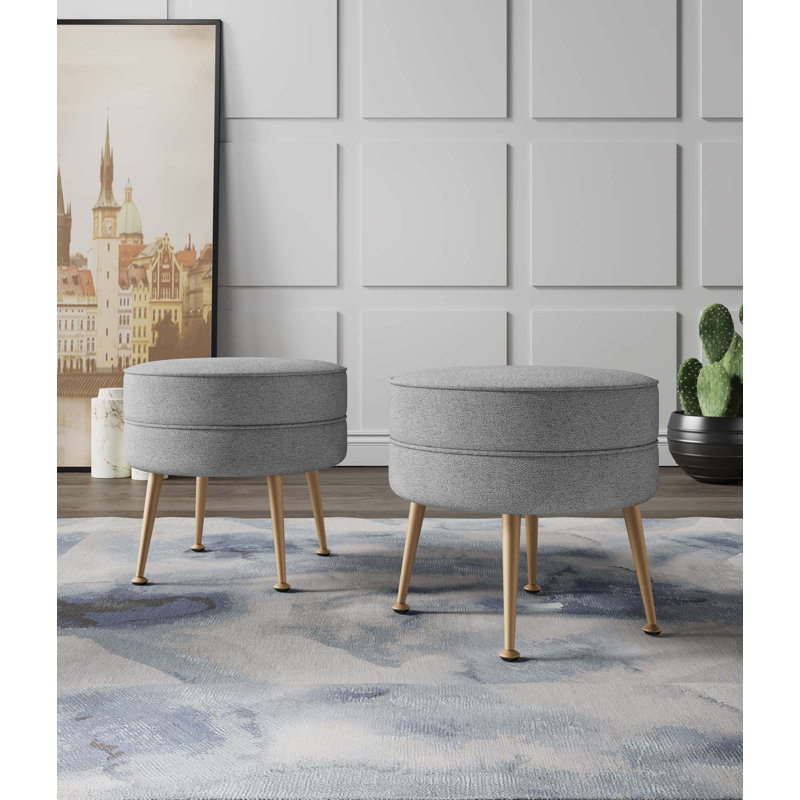 Repose-pieds Bailey Mid-Century, Gris, Doré