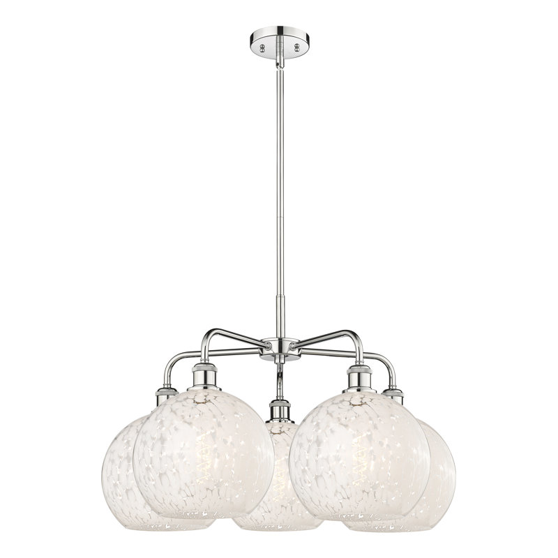 Bellagrace 5 - Light Dimmable Globe Chandelier, 17.25" H x 28" W x 28" D, Polished Chrome