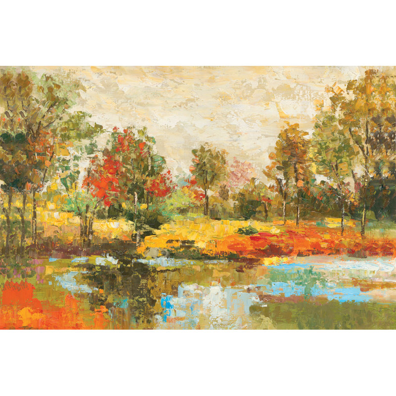 Colourful Tree Lake - Wrapped Canvas Painting, 20cm H x 30cm W x 3.8cm D