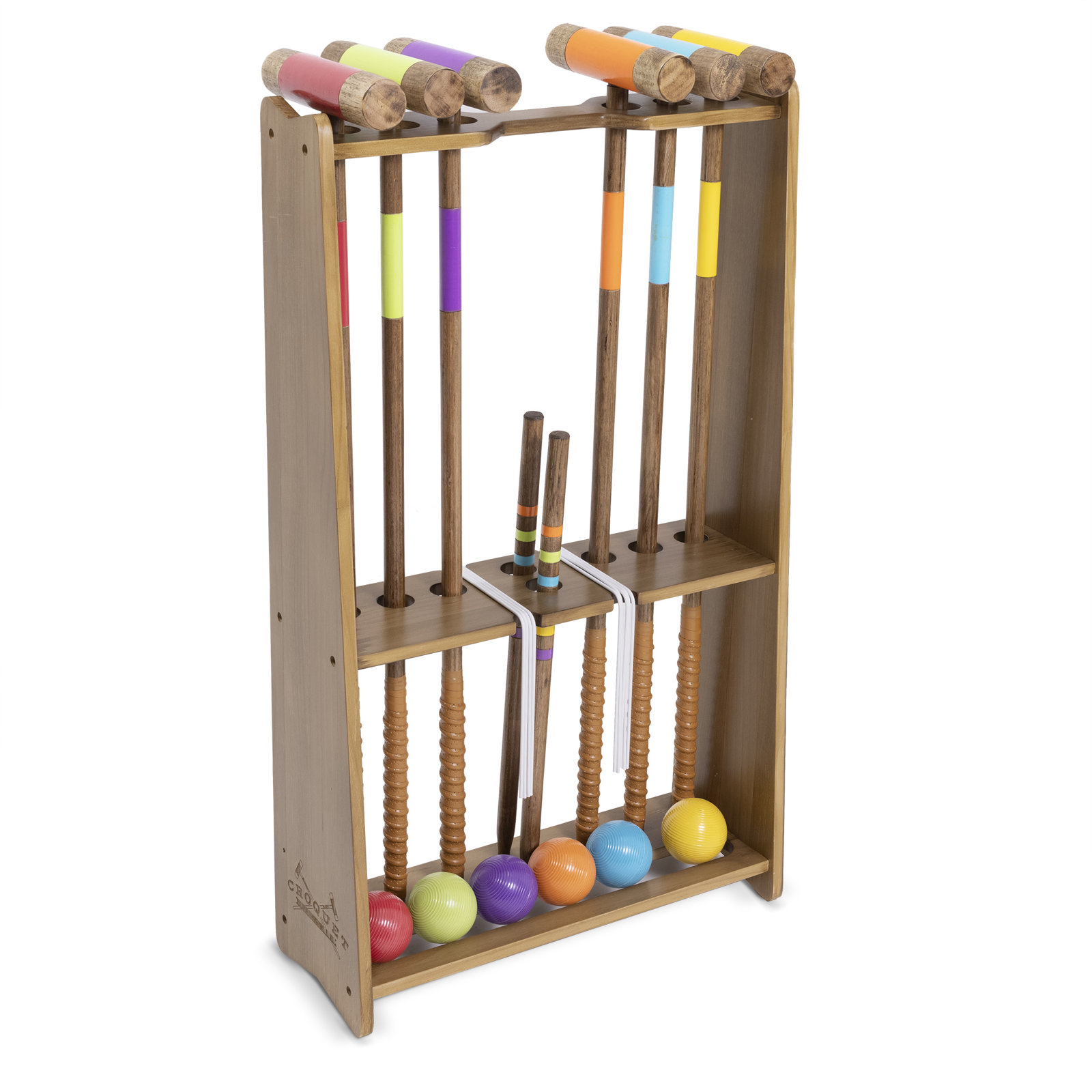 6-Player Wood Croquet Set with Stand