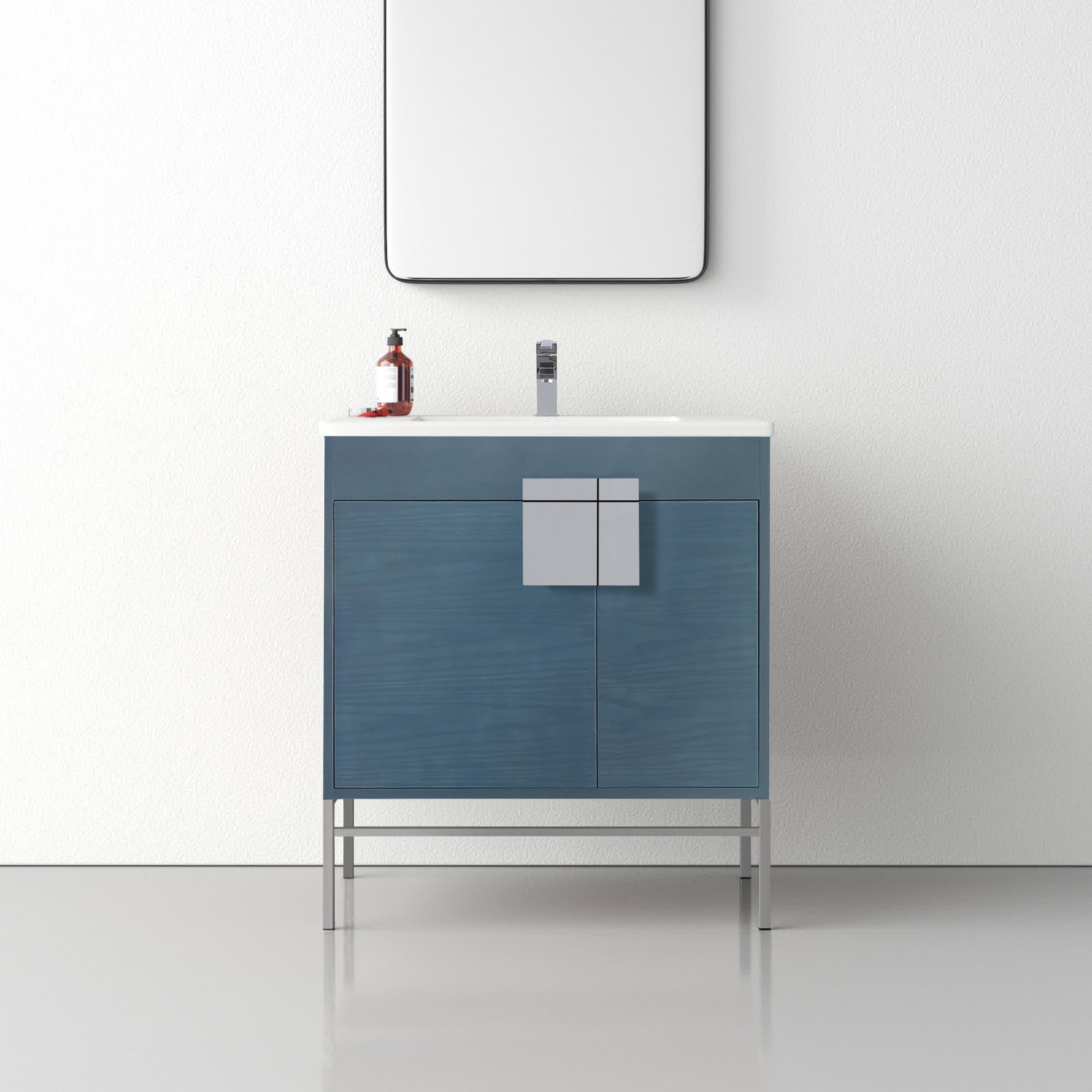Maisie 30'' Single Bathroom Vanity, Polished Chrome, French Blue