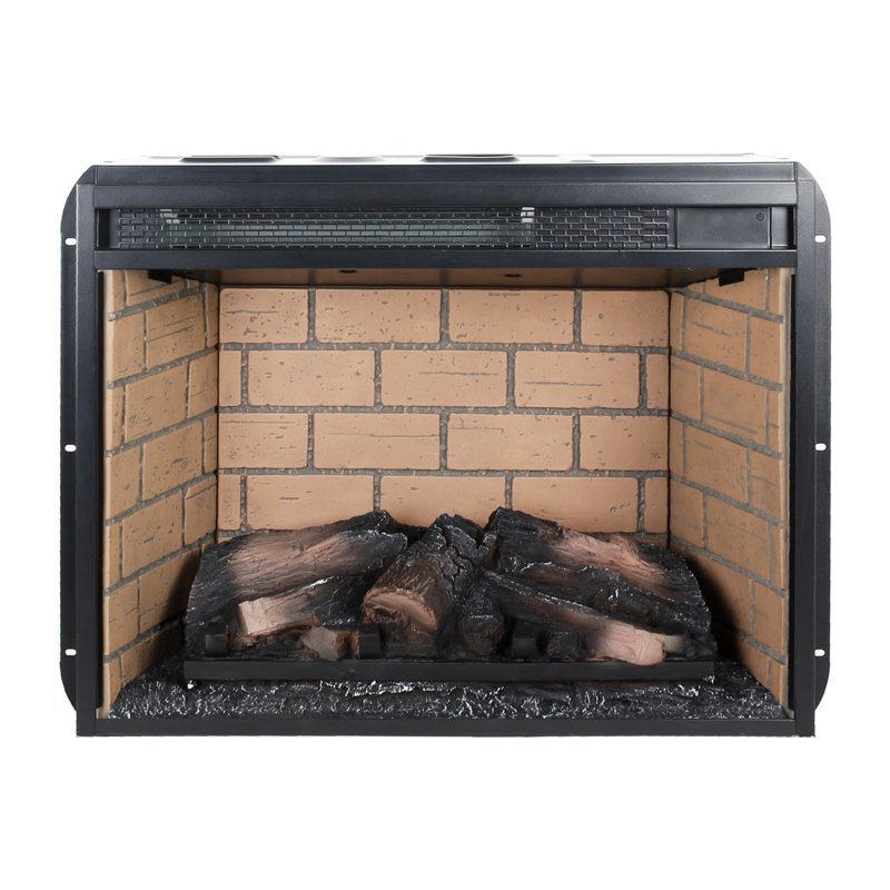 23 Inch Infrared Quartz Heater Fireplace Insert - Brick Style With Woodlog. 1500W Powerful Heat. 5000 Per Hour. Adjustable Flame Brightness. /Ul Approved. . Saves On Heating Bills. Antique Black