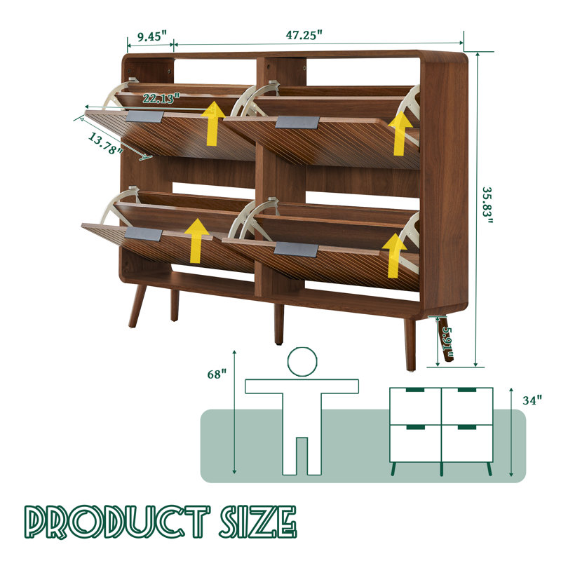 16-24 Pair Shoe Storage Cabinet, Brown