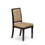 L'ensemble de table de cuisine 9 pièces se compose d'une table de salle à manger et de 8 chaises de salle à manger en cuir de polyuréthane beige avec dossier haut - fini noir sablé-1416169765-1416169764-1436706360