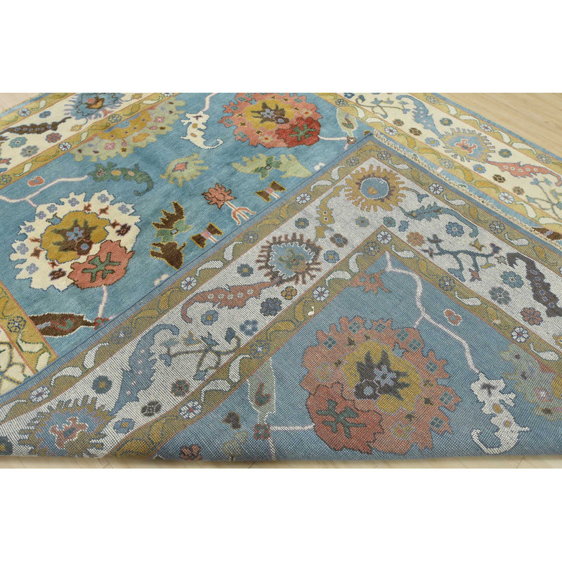 Tapis bleu unique de 9 pi x 11 pi 8 po