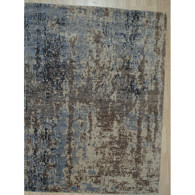 Stylish Gray Handmade Wool Area Rug