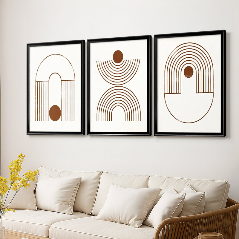 Arches et orbes I - Toile tendue avec châssis sur mesure - 3 pièces