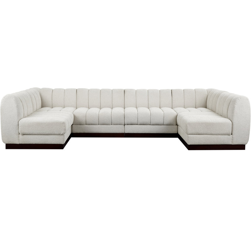 Canapé modulaire rembourré 6 pièces Quinn, Tissu chenille crème
