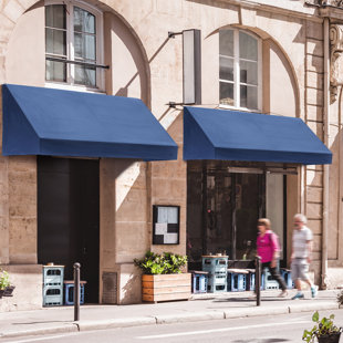 Auvent de porte bleu en polyester l 6,76 pi x P 2,95 pi