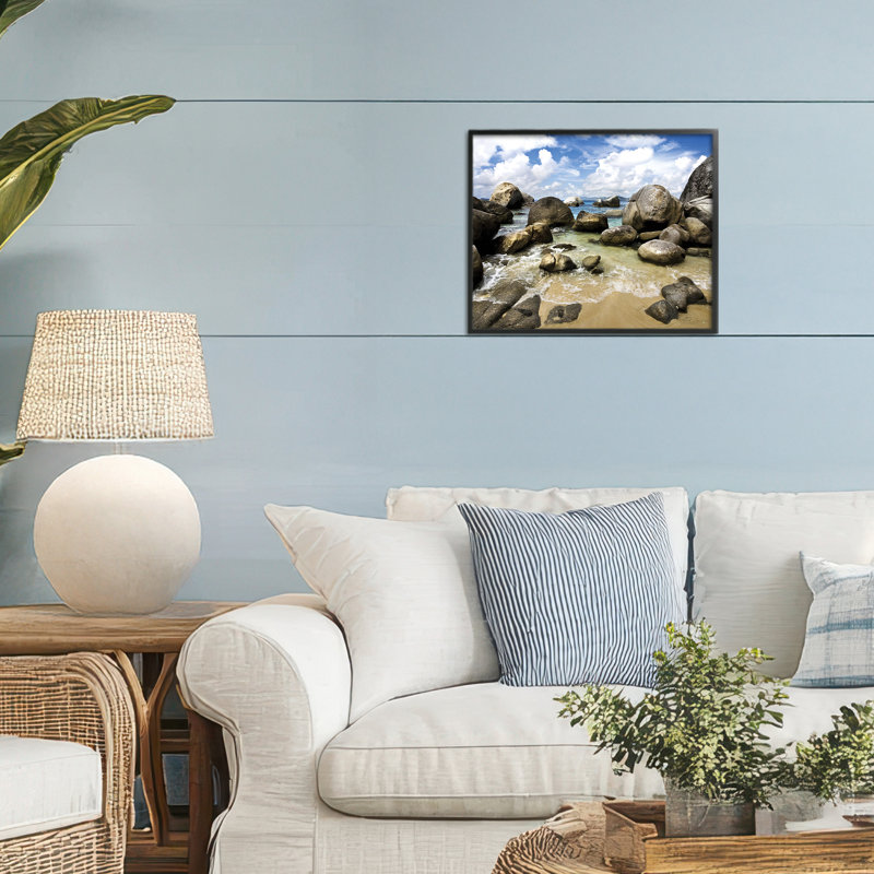 Giclée encadrée The Baths Rocky Coastline, design par Seven Trees Design, H 11 po x l 14 po, Giclée encadrée noir minuit