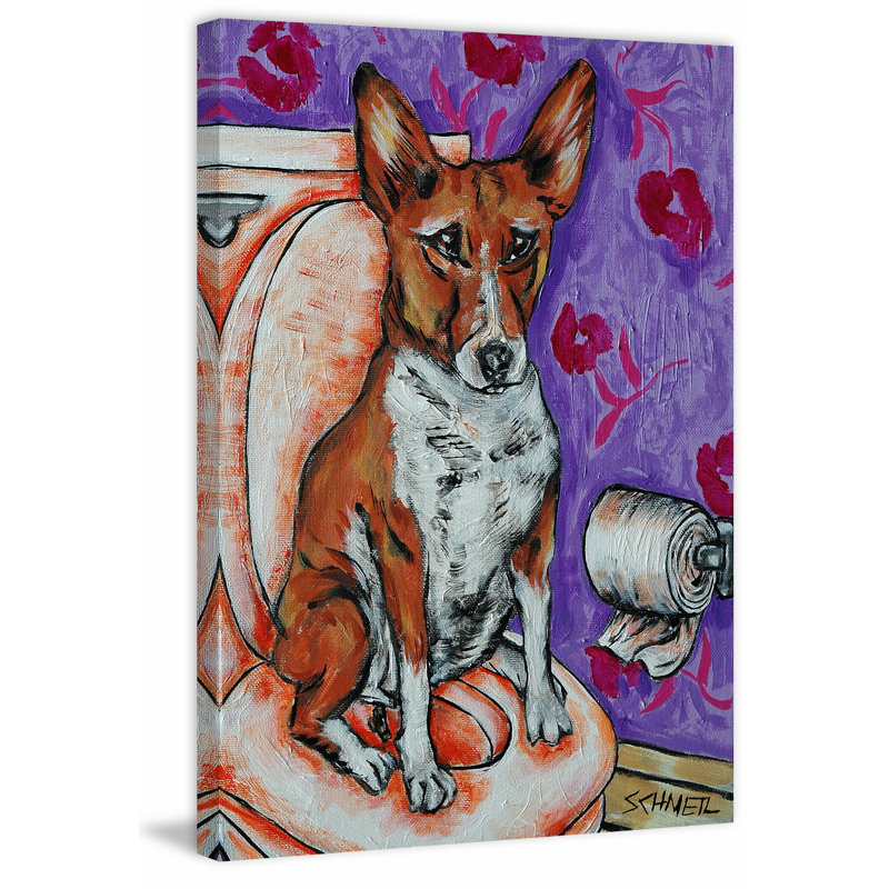 " Basenji Bathroom " by Jay Schmetz, 18" H x 12" W
