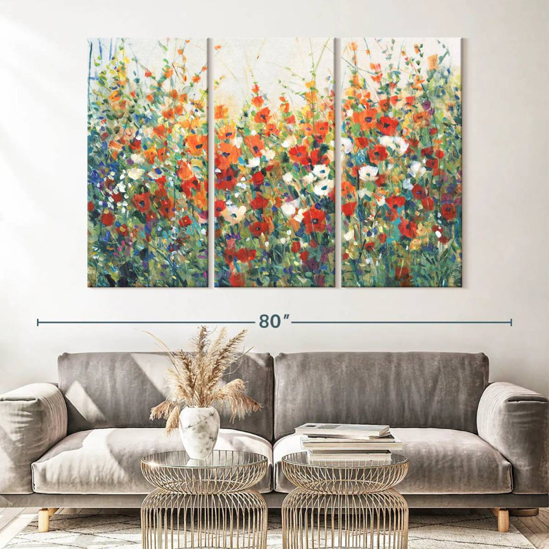 Jardin en fleurs I 3 pièces, H 42 po x l 65 po x P 1,25 po